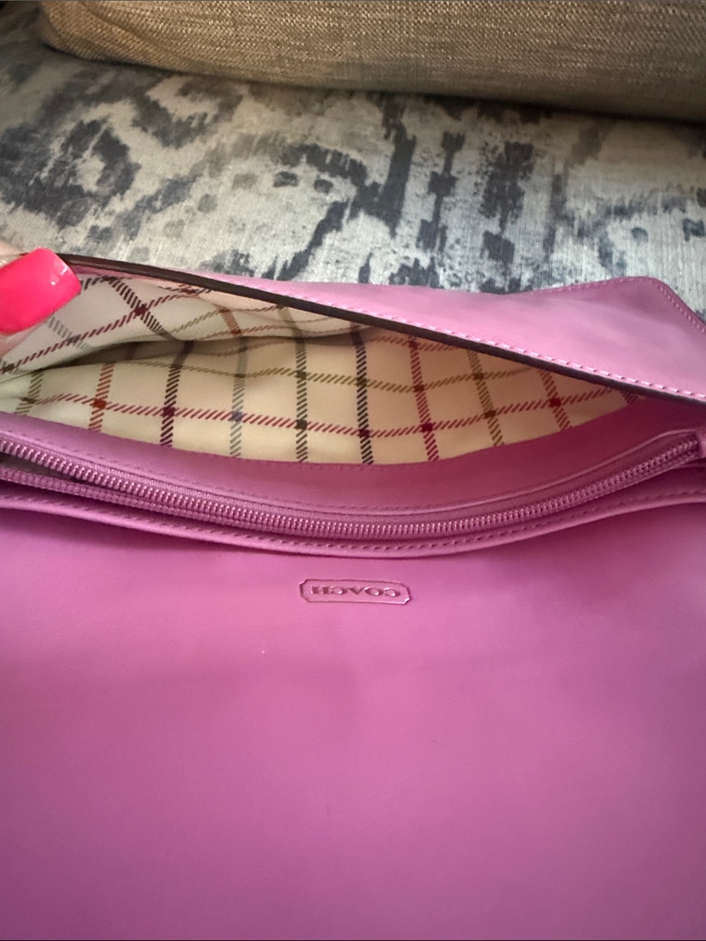 Coach Pink Leather Wristlet with Gold Buckle Accent - Picture 8 of 12